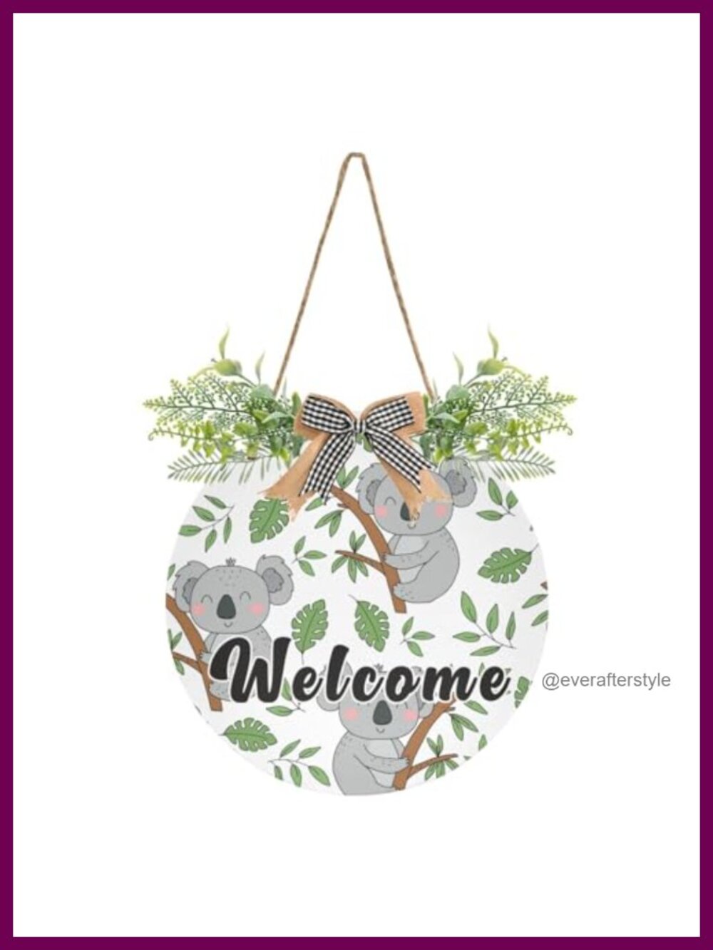 Koala Welcome Sign 12x12 Waterproof PVC Front Door Wreath Farmhouse Decor